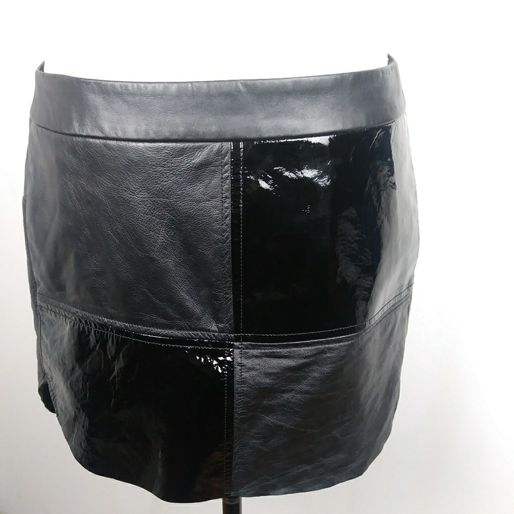 Kora rae checkmate leather mini skirt